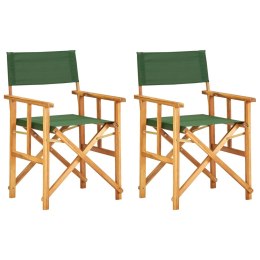Krzesła reżyserskie, 2 szt., lite drewno akacjowe, zielone