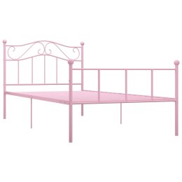 Rama łóżka, różowa, metalowa, 90 x 200 cm