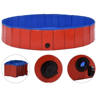 Składany basen dla psa, czerwony, 160 x 30 cm, PVC