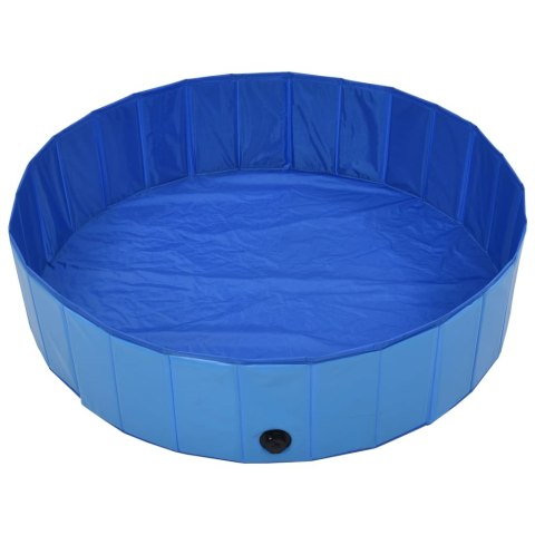 Składany basen dla psa, niebieski, 120 x 30 cm, PVC