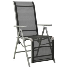Rozkładane krzesło ogrodowe, textilene i aluminium, srebrne