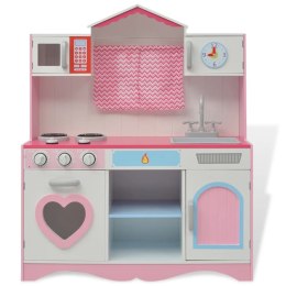 Kuchnia zabawkowa 82x30x100 cm, drewno, różowo-biała