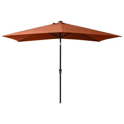 Parasol z lampkami LED, na stalowym słupku, terakota, 2x3 m