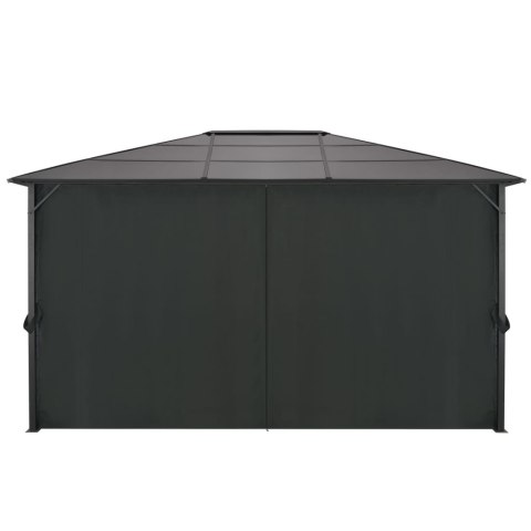 Altana ogrodowa z zasłonami, aluminiowa, 4 x 3 x 2,6 m, czarna