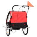 Rowerowa przyczepka dla dzieci/wózek 2-w-1, czarno-czerwona