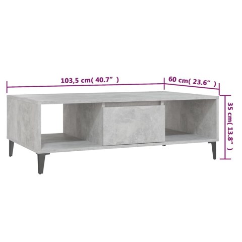 Stolik kawowy, szarość betonu, 103,5x60x35 cm, płyta wiórowa