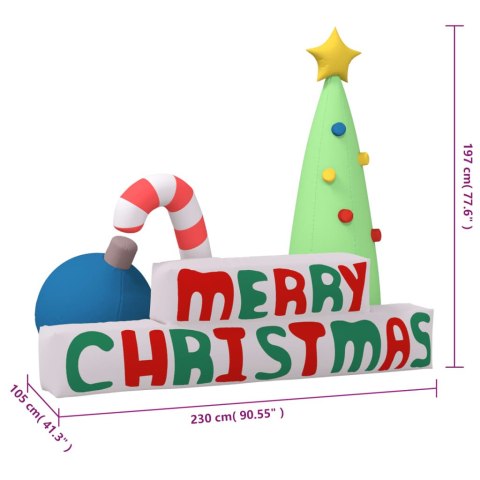 Nadmuchiwany napis „Merry Christmas" z LED, 197 cm