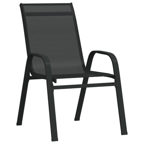 Sztaplowane krzesła ogrodowe, 6 szt., czarne tworzywo textilene