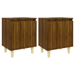 2 szafki nocne z drewnianymi nóżkami, brązowy dąb, 40x30x50 cm