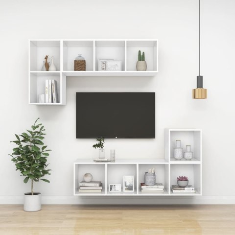 Wisząca szafka TV, biała, 37x37x72 cm, materiał drewnopochodny