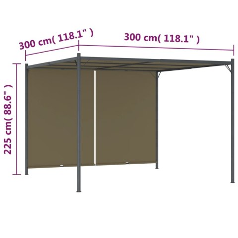 Pergola ogrodowa ze zwijanym dachem, 3x3 m, taupe, 180 g/m²