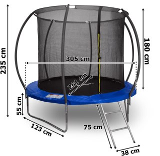 Trampolina z siatką i drabinką HENZEN 305 cm niebieska FT10