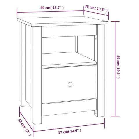 Szafki nocne, 2 szt., szare, 40x35x49 cm, lite drewno sosnowe