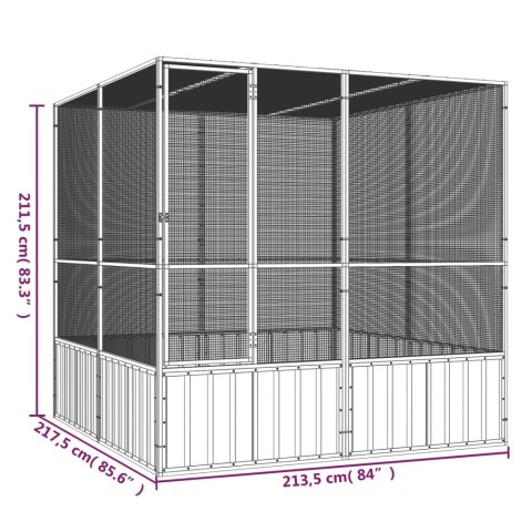 Woliera, szara, 213,5x217,5x211,5 cm, galwanizowana stal