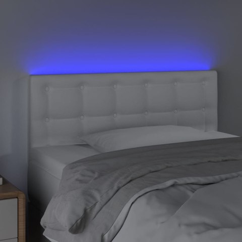 Zagłówek do łóżka z LED, biały, 100x5x78/88 cm, sztuczna skóra
