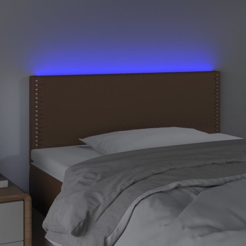 Zagłówek do łóżka z LED, brązowy, 90x5x78/88 cm, sztuczna skóra