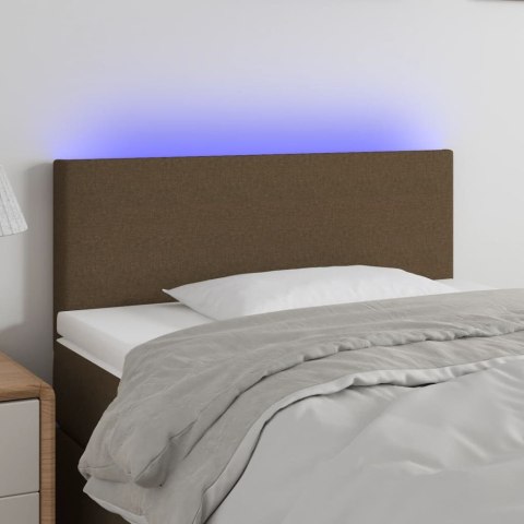 Zagłówek do łóżka z LED, ciemnobrązowy, 100x5x78/88 cm, tkanina