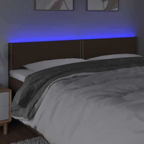 Zagłówek do łóżka z LED, ciemnobrązowy, 180x5x78/88 cm, tkanina