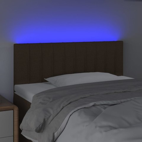 Zagłówek do łóżka z LED, ciemnobrązowy, 90x5x78/88 cm, tkanina