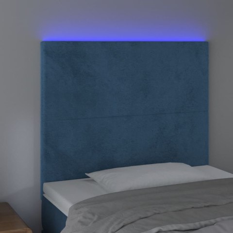 Zagłówek do łóżka z LED, ciemnoniebieski, 100x5x118/128 cm