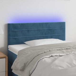Zagłówek do łóżka z LED, ciemnoniebieski, 90x5x78/88cm, aksamit