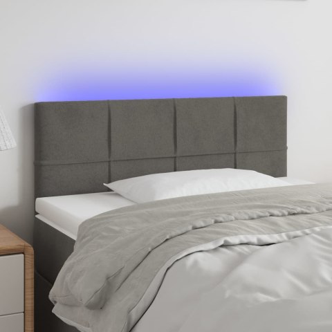 Zagłówek do łóżka z LED, ciemnoszary, 100x5x78/88 cm, aksamit
