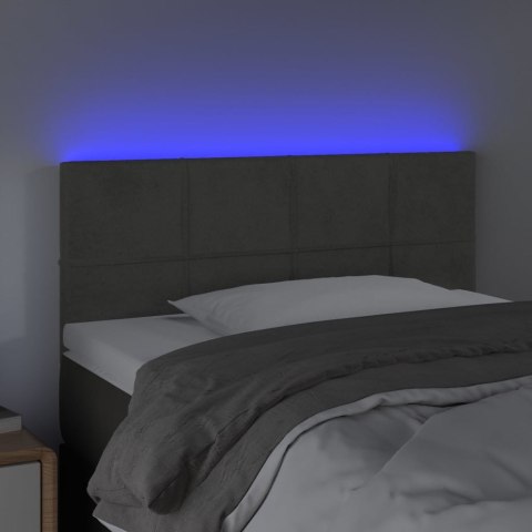 Zagłówek do łóżka z LED, ciemnoszary, 100x5x78/88 cm, aksamit