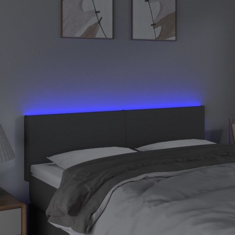 Zagłówek do łóżka z LED, ciemnoszary, 144x5x78/88 cm, tkanina