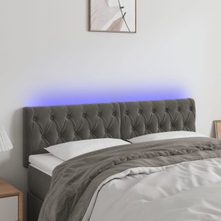 Zagłówek do łóżka z LED, ciemnoszary, 160x7x78/88 cm, aksamit