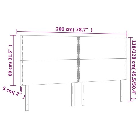 Zagłówek do łóżka z LED, ciemnoszary, 200x5x118/128 cm, aksamit