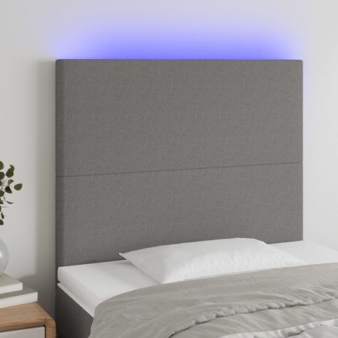 Zagłówek do łóżka z LED, ciemnoszary, 80x5x118/128 cm, tkanina