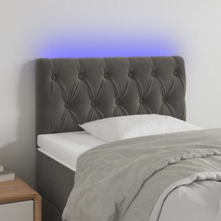 Zagłówek do łóżka z LED, ciemnoszary, 80x7x78/88 cm, aksamit