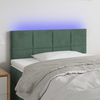 Zagłówek do łóżka z LED, ciemnozielony, 100x5x78/88 cm, aksamit