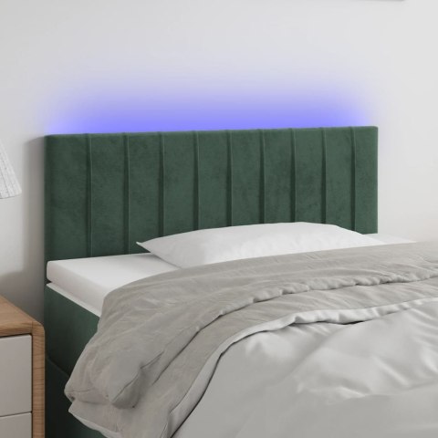 Zagłówek do łóżka z LED, ciemnozielony, 90x5x78/88 cm, aksamit