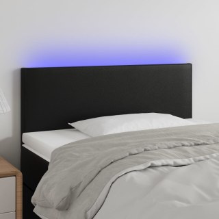 Zagłówek do łóżka z LED, czarny, 100x5x78/88 cm, sztuczna skóra