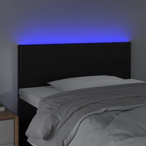 Zagłówek do łóżka z LED, czarny, 100x5x78/88 cm, sztuczna skóra