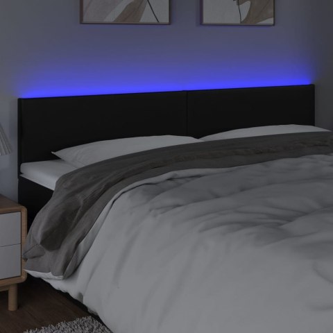 Zagłówek do łóżka z LED, czarny, 160x5x78/88 cm, sztuczna skóra