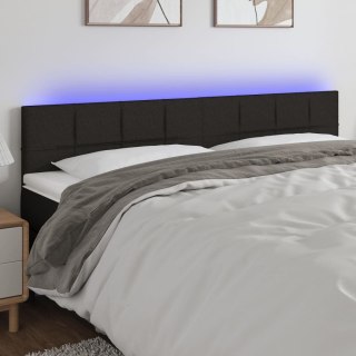 Zagłówek do łóżka z LED, czarny, 160x5x78/88 cm, tkanina