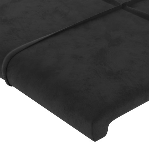 Zagłówek do łóżka z LED, czarny, 180x5x78/88 cm, aksamit
