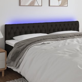 Zagłówek do łóżka z LED, czarny, 180x7x78/88 cm, tkanina