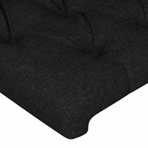 Zagłówek do łóżka z LED, czarny, 200x7x78/88 cm, tkanina