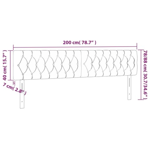 Zagłówek do łóżka z LED, czarny, 200x7x78/88 cm, tkanina