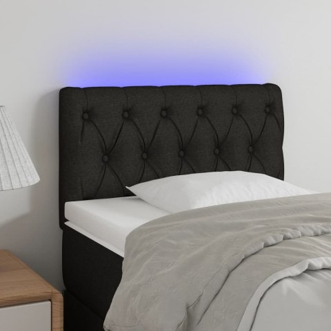 Zagłówek do łóżka z LED, czarny, 80x7x78/88 cm, tkanina