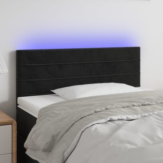 Zagłówek do łóżka z LED, czarny, 90x5x78/88 cm, aksamit