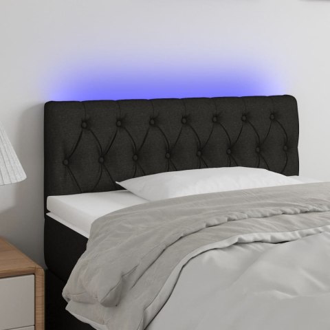 Zagłówek do łóżka z LED, czarny, 90x7x78/88 cm, tkanina