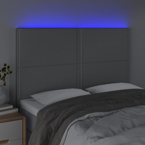 Zagłówek do łóżka z LED, jasnoszary, 144x5x118/128 cm, tkanina