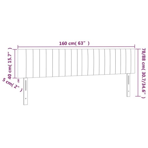 Zagłówek do łóżka z LED, jasnoszary, 160x5x78/88 cm, tkanina