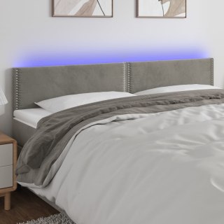 Zagłówek do łóżka z LED, jasnoszary, 180x5x78/88 cm, aksamit