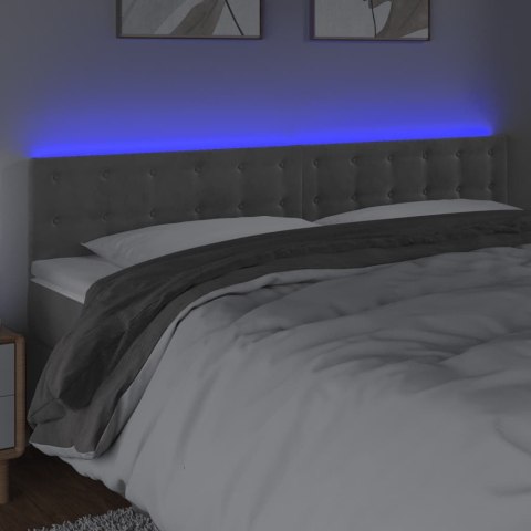 Zagłówek do łóżka z LED, jasnoszary, 200x5x78/88 cm, aksamit