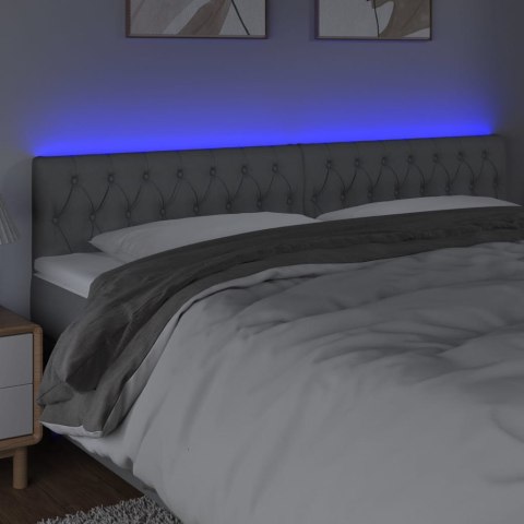 Zagłówek do łóżka z LED, jasnoszary, 200x7x78/88 cm, tkanina
